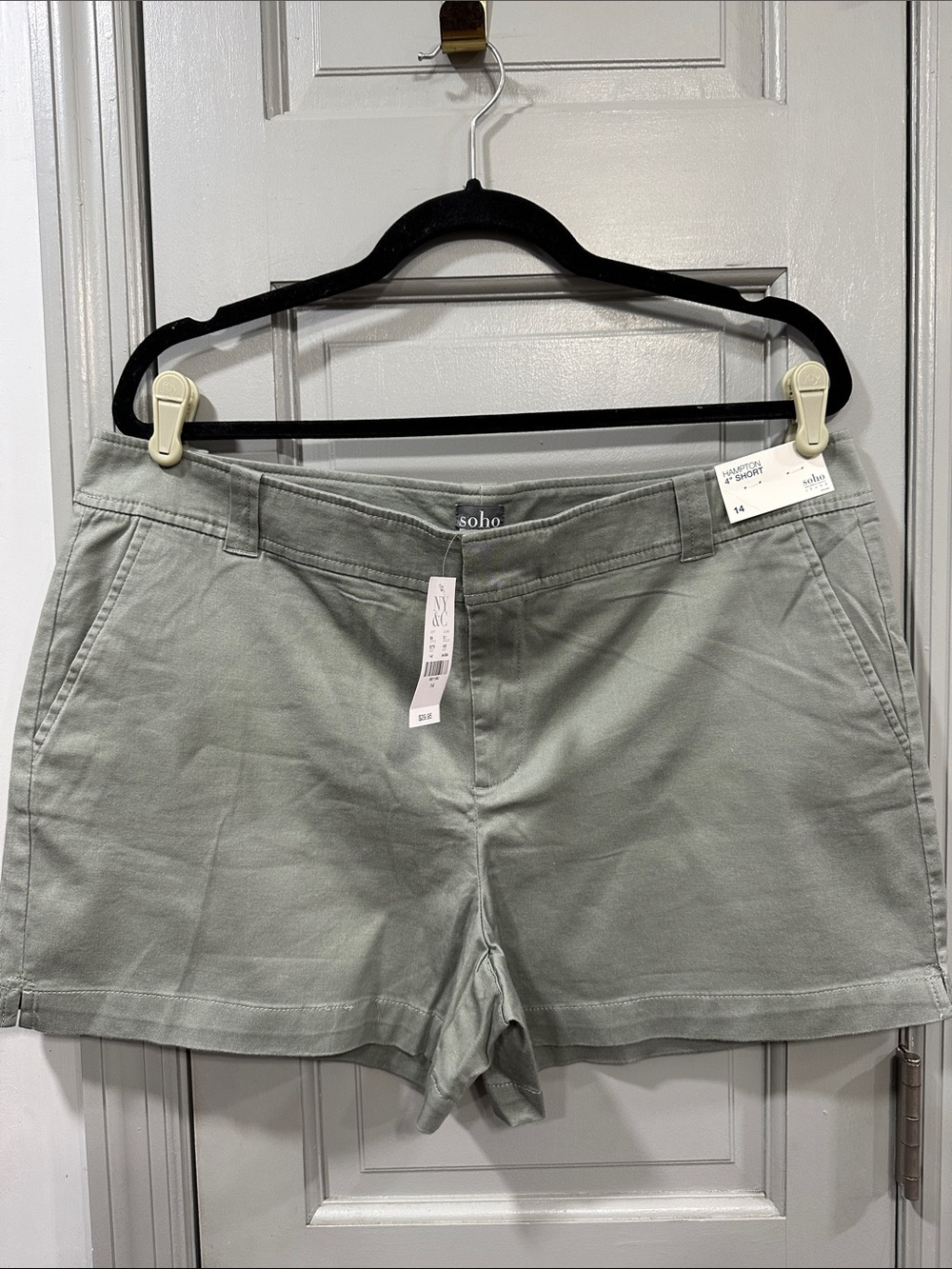 Soho Women's Light Sage Green Cotton Blend Bermuda Shorts